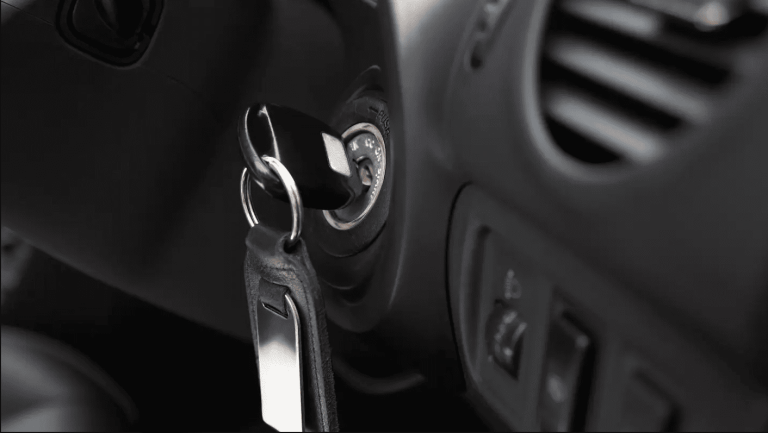 Key in a car ignition barrel