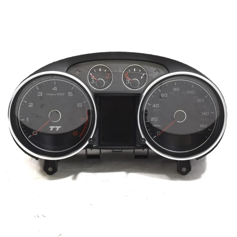 Instrument cluster removed from an Audi TT, showing its dials and display