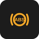 Amber ABS warning light symbol - the letters ABS inside a circle with a bracket on each side