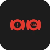 Red brake and ABS warning lights lit together - an exclamation mark in a circle beside the ABS circle