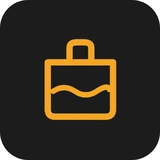 Amber coolant level warning light symbol - an expansion tank with a wavy fluid line inside it