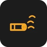 Amber emissions control warning light symbol - an exhaust tailpipe with wisps of smoke rising from its open end