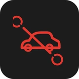 Red engine and transmission electronics warning light symbol - a car outline with a spanner through it