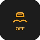 Amber ESP off indicator symbol - a car above skid marks with the word OFF beneath it