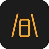 Amber driver assistance warning light symbol - a car between two lane lines