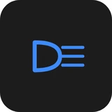 Blue main beam indicator symbol - a headlamp with straight horizontal beams