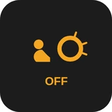 Amber passenger airbag off indicator symbol - the airbag figure with the word OFF beneath it