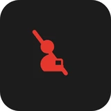 Red seat belt reminder symbol - a seated figure wearing a belt across the chest