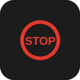Red STOP warning light symbol - the word STOP inside a red circle